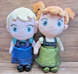 100 Authentic Disney Store Frozen Elza & Ana Plush Toddler Doll 12 " - Euc