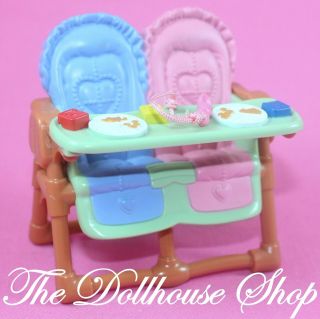Fisher Price Loving Family Dollhouse Twin Baby Doll Brown High Chair