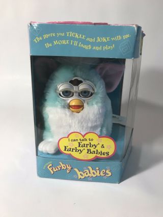 Cib 1999 Furby Babies Baby Light Blue W/ With White Tummy