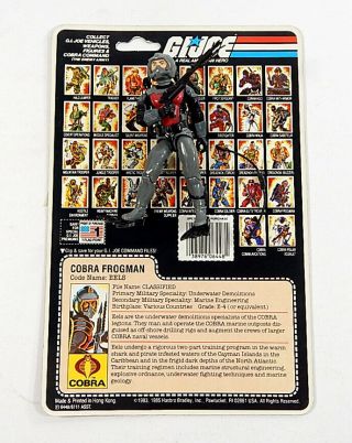 1985 Gi Joe Arah Eels Cobra Frogman Figure With Weapons Accessories File Card