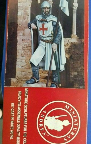 Andrea Knight Templar 90mm White Metal Unpainted Kit Pre - Owned