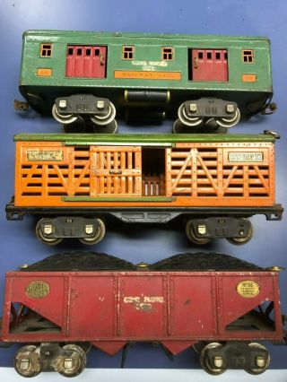 Prewar Lionel Train Cars,  Mail 332,  Cattle Car 513,  Coal Car 516
