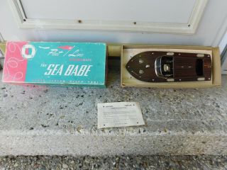 Vintage Fleet Line Sea Babe Battery Powered Wooden/plastic Boat W/box,  Inst.