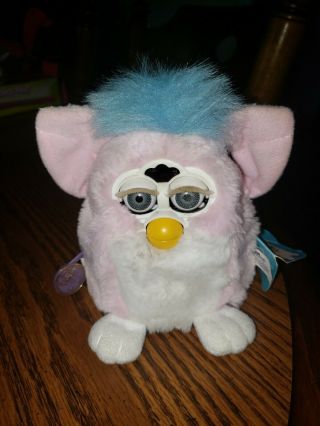 1999 Pink,  White,  Blue Furby W/ Tags " Furby Babies " By Tiger 70 - 940