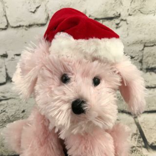 Dan Dee Collectors Choice Yorkie Christmas Plush Pink Puppy Wearing Santa Cap 2
