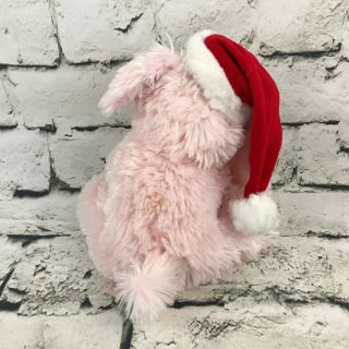 Dan Dee Collectors Choice Yorkie Christmas Plush Pink Puppy Wearing Santa Cap 4