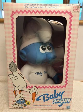 Hasbro Baby Smurf Baby Doll Washable Vinyl And Cloth In The Box