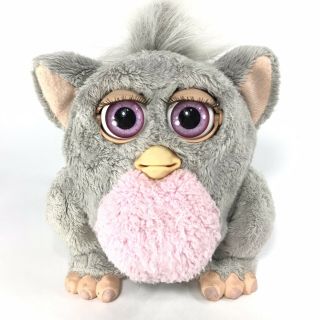 2005 Furby Baby Grey W/ Pink Belly Eyes Tiger Electronics Rubber Feet