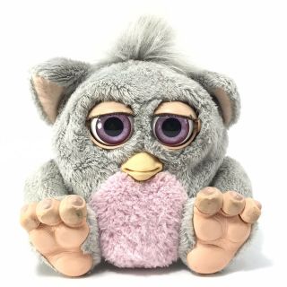 2005 Furby Baby Grey w/ Pink Belly Eyes Tiger Electronics Rubber Feet 5