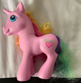 G3 My Little Pony Styling Rarity Raindow Pink Unicorn Heart 9.  5 " Hasbro 2005