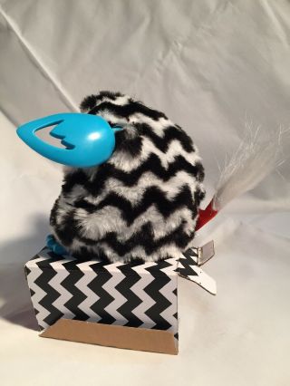 Furby Boom Electronic Black & White Zig/Zag Zebra Stripes w/box & orig papers 3