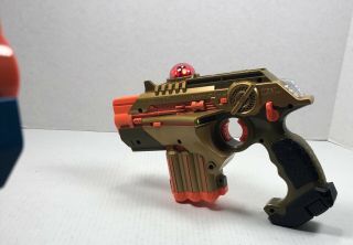 2 Tiger Nerf Phoenix LTX Lazer Tag Guns Blue Gold Laser EUC Blaster Toy 4