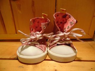 Build A Bear Pink & White Tennis Shoes High Tops Sneakers Lace Up