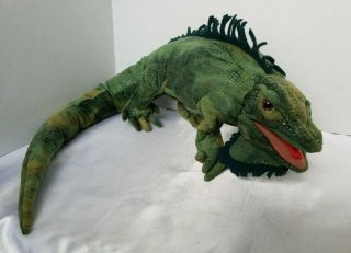 Folkmanis Iguana Lizard 31 " Plush Full Body Hand Puppet Movable Legs Mouth Green