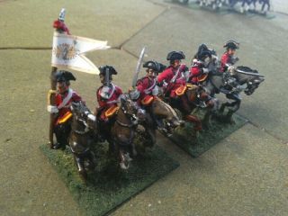 25/28mm painted metal Seven Years War unidentified cavalry x6,  2 2
