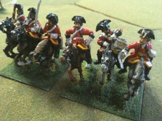 25/28mm painted metal Seven Years War unidentified cavalry x6,  2 3