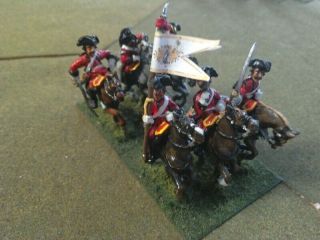 25/28mm painted metal Seven Years War unidentified cavalry x6,  2 5