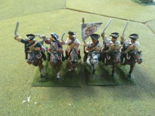 25/28mm Painted Metal Seven Years War Unidentified Cavalry X6,  3