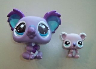Littlest Pet Shop Lps Purple Koala Bear Mommy & Baby 2501 & 2502