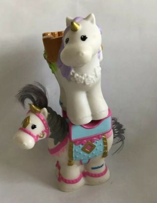 Fisher Price Little People Horse Unicorn Princess Carriage Set Of 2