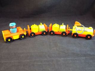 Vintage Fisher Price Little People Airport Tram 4 Piece With Luggage And Driver