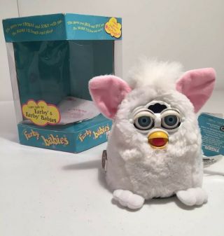 Furby Babies Electronic White Pink Ears Model 70 - 940 1999 No Power