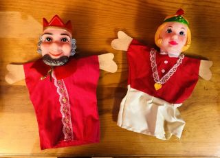 Mister Rogers’ Neighborhood Vintage King Friday And Queen Hand Puppets Pbs 1970s