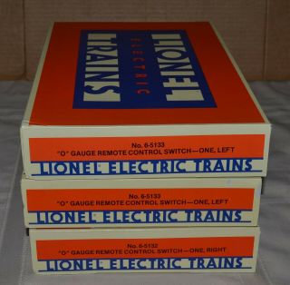 Trio (3) Lionel O Gauge Remote Control Switches Two Left 5133 One Right 5132