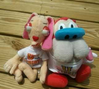 1992 The Ren And Stimpy Show Ren & Stimpy Plush Figures In T - Shirts Collectible