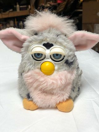 Vintage 1998 Furby Pink And Gray & Black Spots Blue Eyes 70 - 800