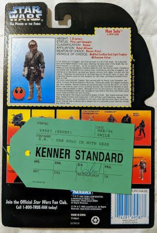 Star Wars Potf2 Han Solo Hoth Qc Sign - Off Kenner Standard Prototype Green Tag