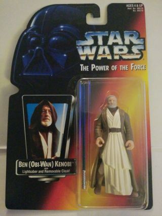 1995 Kenner Star Wars Power Of The Force Ben Obi Wan Kenobi On Red Card