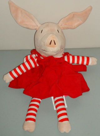 Olivia The Pig In Red Dress & Stripes Large Plush W/zipper Storage 19 " L Zoobies
