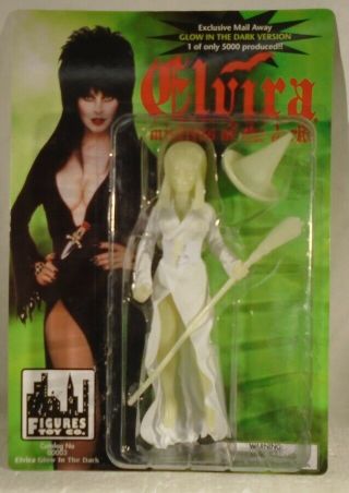 Elvira Mistress Of The Dark With Broom & Hat Figures Toy Co.  Glow In The Dark
