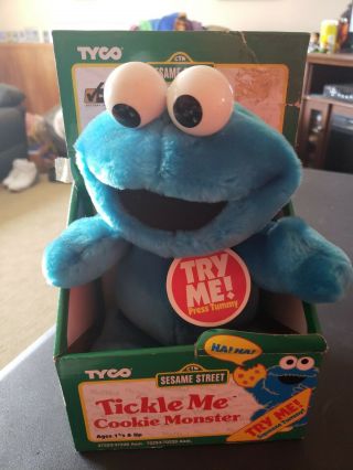 Vintage 1997 Tyco Seasame Street Tickle Me Cookie Monster Plush Toy
