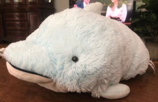 Large Full Size My Pillow Pets Dolphin Soft Plush Stuffed Animal Doll Blue 2