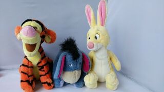 Set Of 3 Winnie The Pooh Plush Stuffed Toys.  Tigger,  Eeyore & Bunny