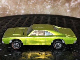 Hot Wheels Redlines 1969 Lime Custom Dodge Charger White Interior E3
