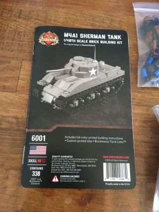 Brickmania 1/48th Railroad Scale M4a1 Sherman Tank -,  Complete Kit Bkm6001