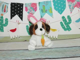 Animal Adventure Brown Puppy Dog St Bernard Carrot Bunny Ears Easter Plush Toy