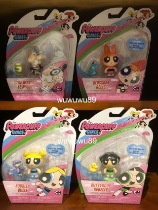 The Powerpuff Girls Blossom,  Bubbles,  Buttercup,  Mayor Action Doll Figurine Figures