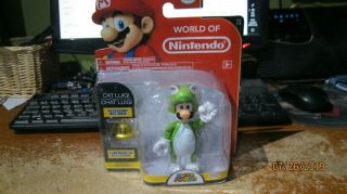 World Of Nintendo Cat Luigi 4 " Inch Figure Series 1 - 5 W Bell Mario Bros Switch