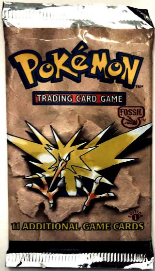 Pokemon 1999 Fossil 1st Edition Booster Pack Zapdos Art |