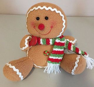 Gingerbread Man Christmas Plush Shelf Sitter 7.  5 " H.  Holding Spatula