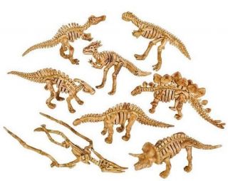 16 Pc 2 " Dinosaur Fossil Skeleton Figures Two Of Each Jurassic Dino Bone Toy