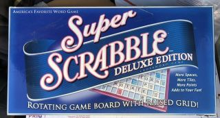 Scrabble Deluxe Edition Rotating Game Board Raised Grid 2006 100 Complete