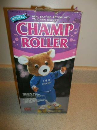 Vintage Champ Roller Skating Teddy Bear Great Battery Operated 1039