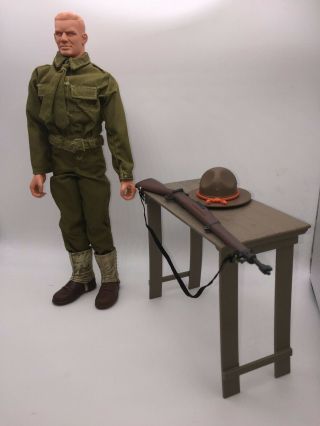 Gi Joe Prototype 12 " Doll Figure Soldier Uniform,  Hat Rifle & Table Hasbro 1996