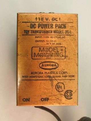 Aurora 18 Volt Model Dc - 1 Copper Transformer Power Pack @18.  4 Volts Vn