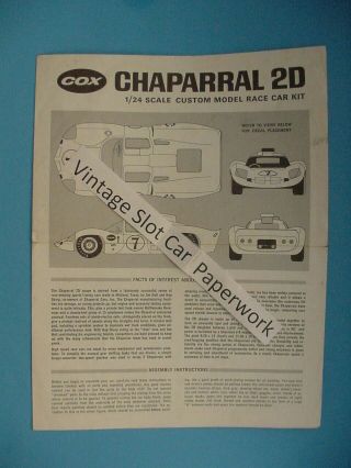 Cox 1960s Chaparral 2d Assembly Instruction Sheet (last One)